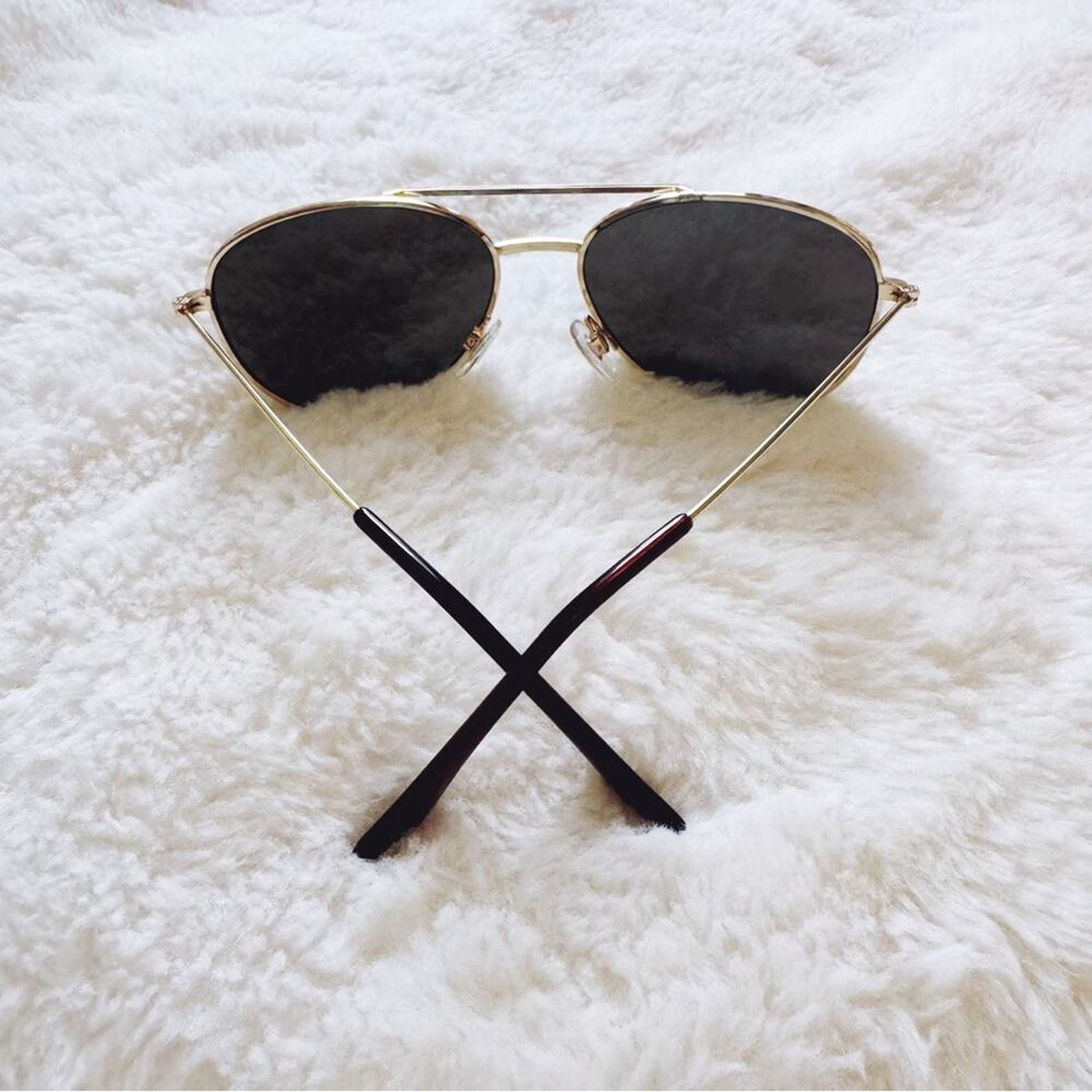 Tiana Gold Minimalist Aviator Sunglasses - Picture 8 of 11